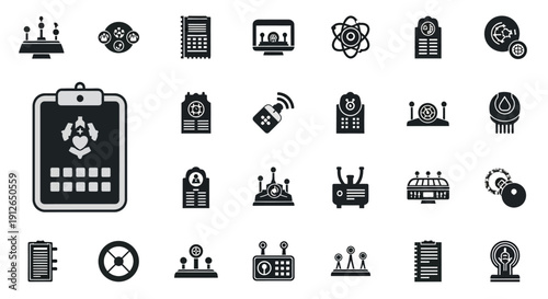 Black and white technology icons set.