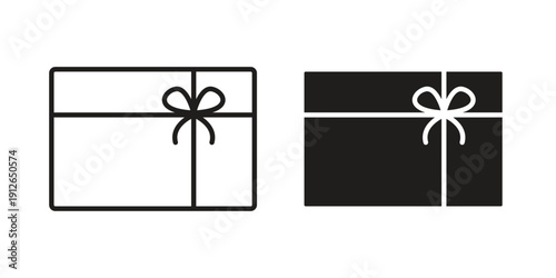Gift card icon in black line style set. logotype designs