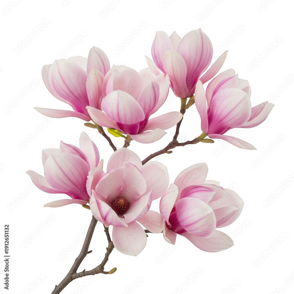 Obraz premium A close-up view of beautiful pink and white magnolia blossoms on a tree branch