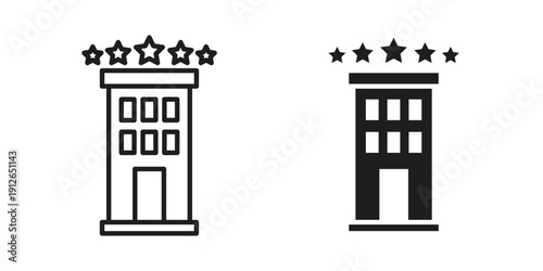 hotel icon in black line style set. logotype designs
