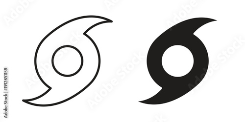 Hurricane icon in black line style set. logotype designs