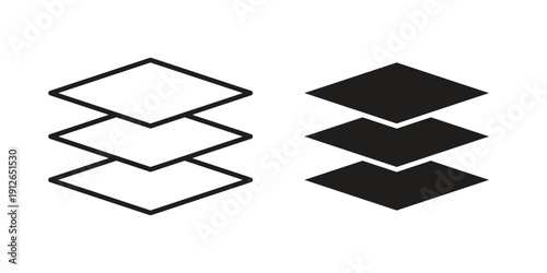 Layers icon in black line style set. logotype designs