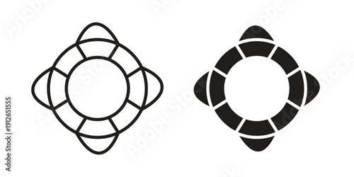 Life buoy icon in black line style set. logotype designs