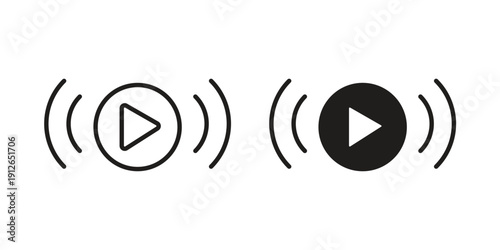 Live streaming icon in black line style set. logotype designs