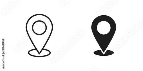 Slika na platnu Location pin icon in black line style set. logotype designs