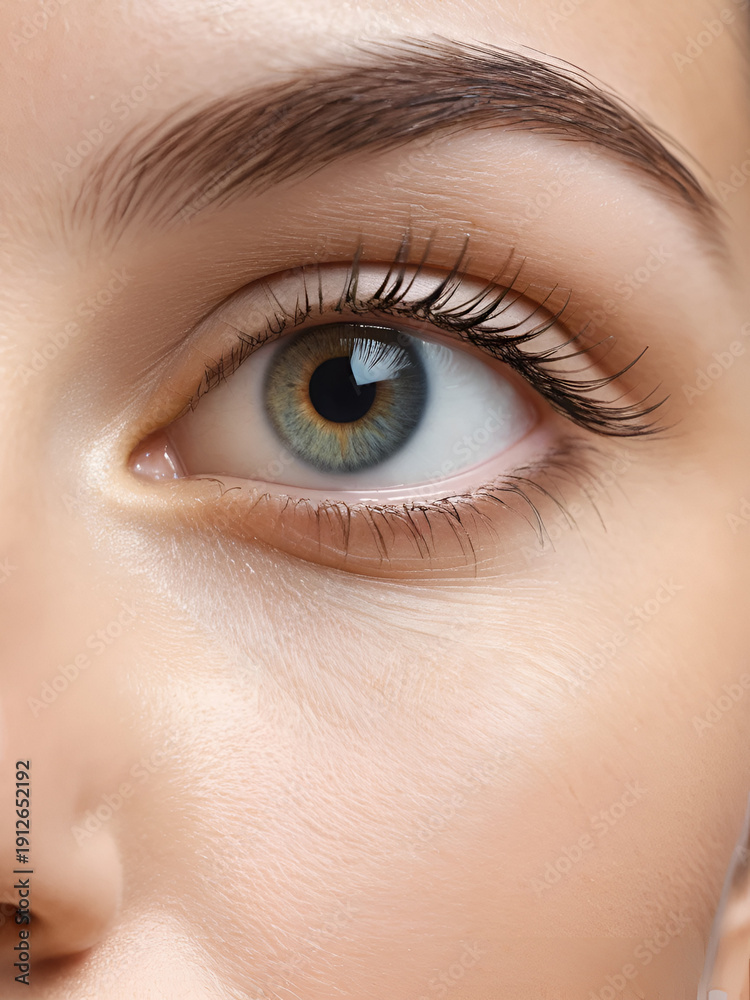 Obraz premium A close-up view of an eye showing skincare application