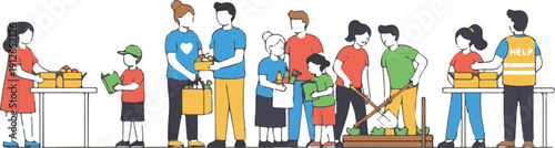 Volunteers providing community support and social care to diverse people