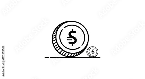 Dollar Coins Icon, Money Symbol, Financial Growth Concept, Business and Finance Icon