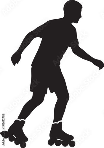 Person gliding on rollerblades silhouette isolated on white background minimalist inline skating and outdoor fitness illustration