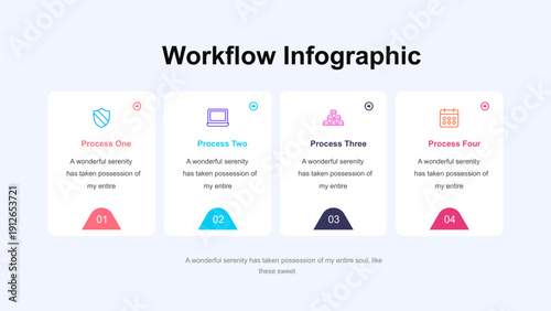 Workflow Process Infographic with Four Steps