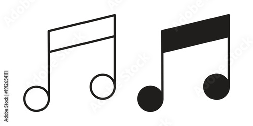 Music icon in black line style set. logotype designs