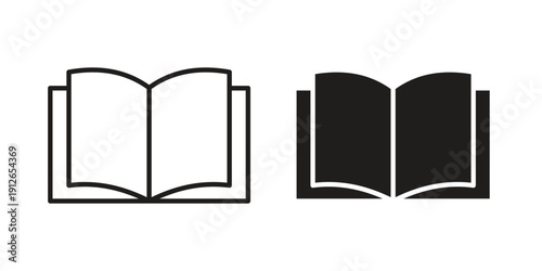 open book icon in black line style set. logotype designs