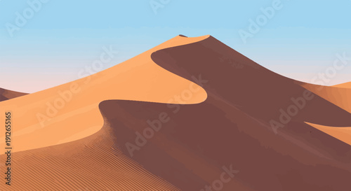 Vast desert dunes under a gradient sky