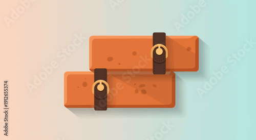 Two vintage brown leather briefcases stacked with buckles