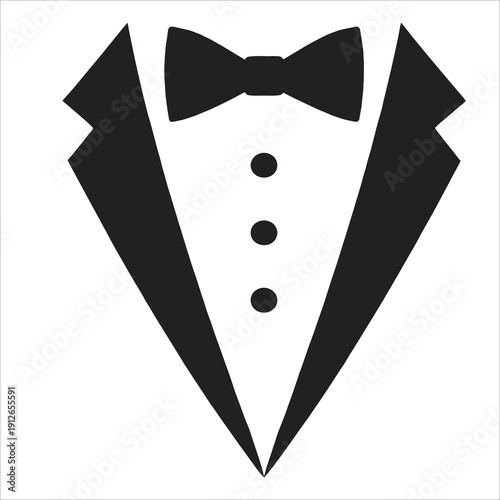 Minimalist Tuxedo Silhouette Suit with Bow Tie and Buttons Formal Wear Icon