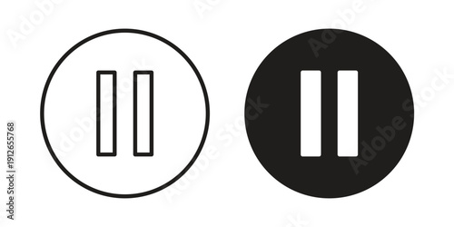 Pause icon in black line style set. logotype designs