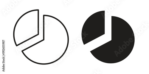 Pie chart icon in black line style set. logotype designs
