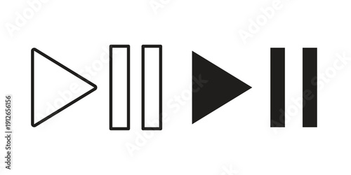 Play pause icon in black line style set. logotype designs