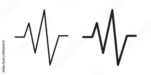 Pulse icon in black line style set. logotype designs