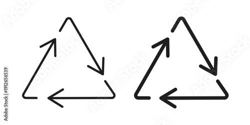 Recycle icon in black line style set. logotype designs