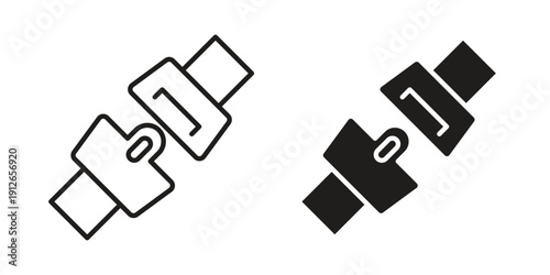 Seat Belt icon in black line style set. logotype designs