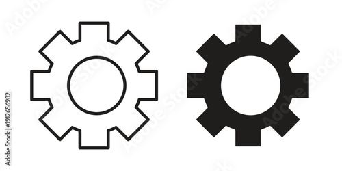 Settings button icon in black line style set. logotype designs