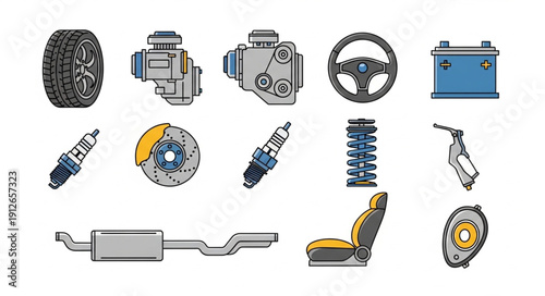 Car Parts and Accessories Assortment.