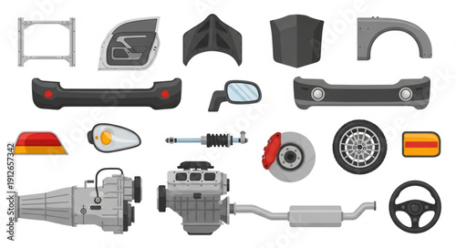 Car Parts and Accessories Assortment.