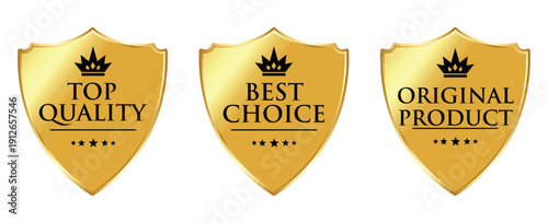Top Quality Shield Badges: Best Choice Original Product Guarantee Icons