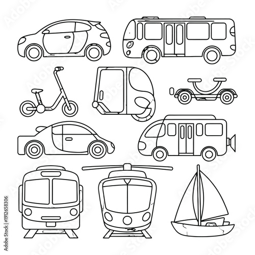 Diverse Transport Collection: A comprehensive compilation of various transport vehicles, showcasing a range of designs.