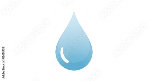 Large blue water droplet with shiny surface on white background symbolizing freshness and purity