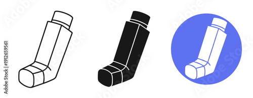 Inhaler icons: outline, solid, and blue circle variations