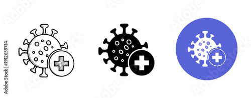Coronavirus medical icons set with virus and cross symbols