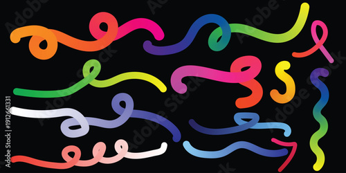 Vibrant colorful squiggles on black background