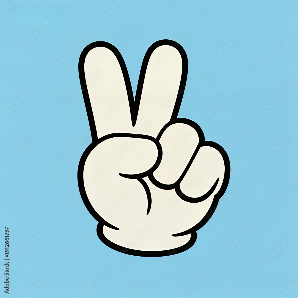 Obraz premium Cheerful Victory: Minimalist Peace Sign Hand Gesture Art