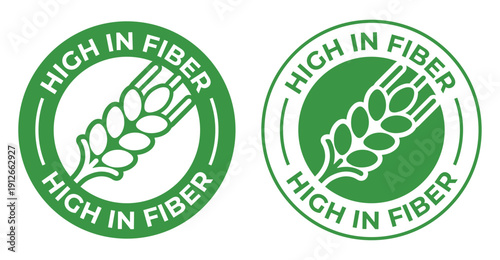High Fiber Certified Badge Set – Green Healthy Nutrition Seal Icons Collection