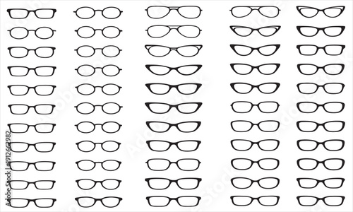 Eyeglasses Frame Set Minimalist Spectacles and Eyewear Style Collection Vector