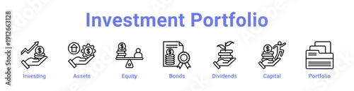 -Investment Portfolio Icon Banner Line Art