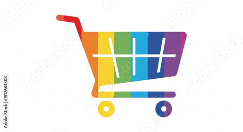 Multicolor shopping cart icon with white lines on a white background symbolizing online shopping and e commerce