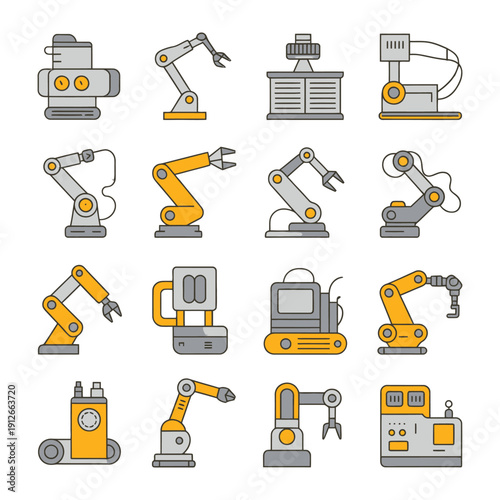 Robotic Arms: A collection of precision-engineered robotic arms, symbols of automation and technological advancement, each poised for their next task.