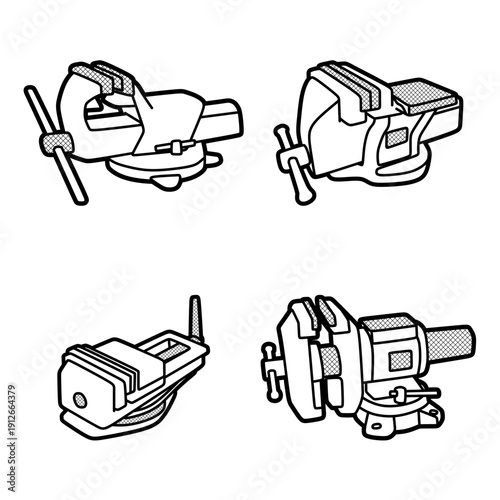 four vise line art vectors, adjustable lines