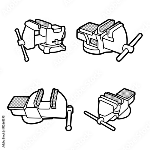 four black and white vise images, adjustable lines