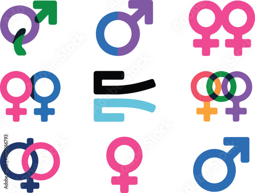 LGBTQ+ Pride Symbols Arranged in a Grid