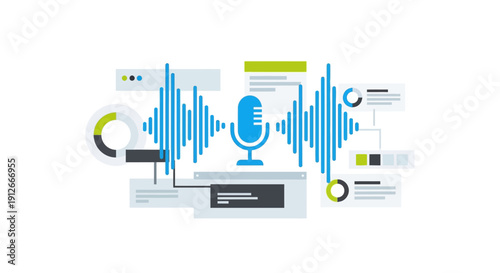 Innovative AI technology driving advanced voice recognition and sound data analysis, powering intelligent systems and digital communication with visualized insights
