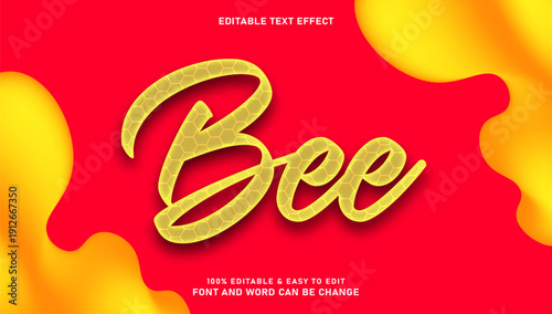 Editable Bee Text Effect with Honeycomb Pattern and Liquid Fluid Background