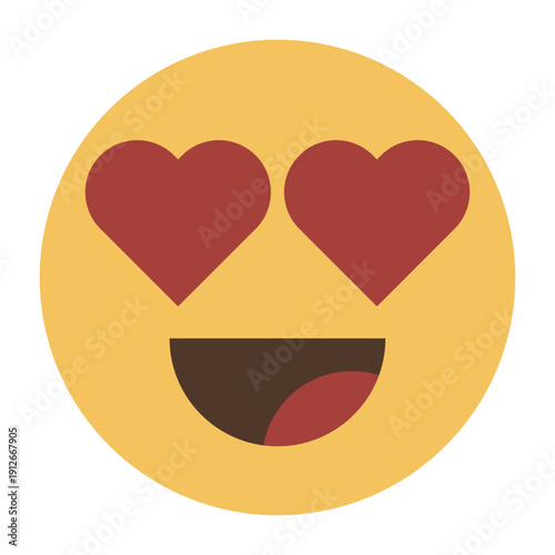 Heart eyes emoji face in love with open mouth cartoon icon isolated on transparent background.
