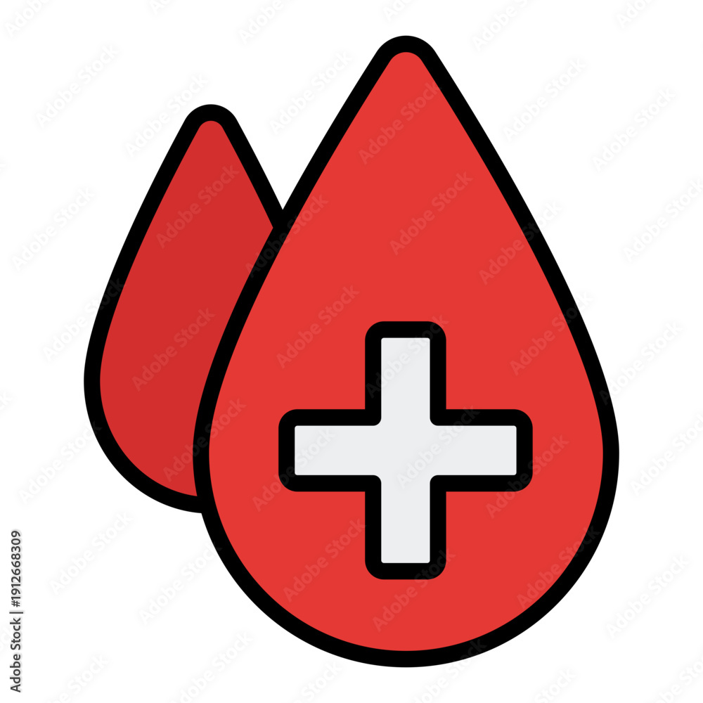 Fototapeta premium Blood Filled Line Icon Vector, HIV AIDS Awareness and Medical Healthcare Symbol for Hospital and Campaign Design