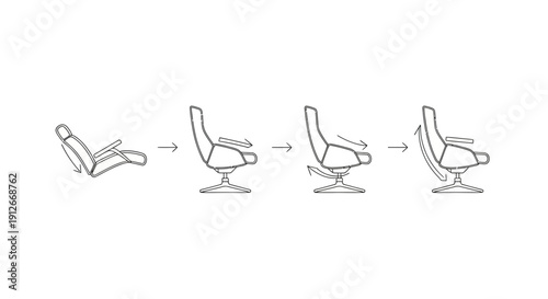 Ergonomic Chair Adjustment Sequence: Reclining, Swiveling, and Tilting Motion