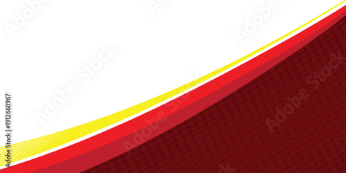 Vector red and yellow lines background curve element with white space for text and message design, overlapping layers with modern dots background