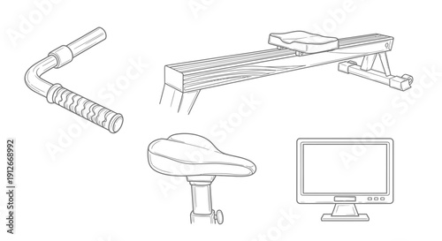 Fitness Equipment Parts: Handlebar, Seat, Monitor, and Rowing Machine Components